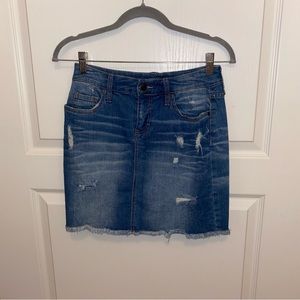 Distressed Cutoff Denim Skirt